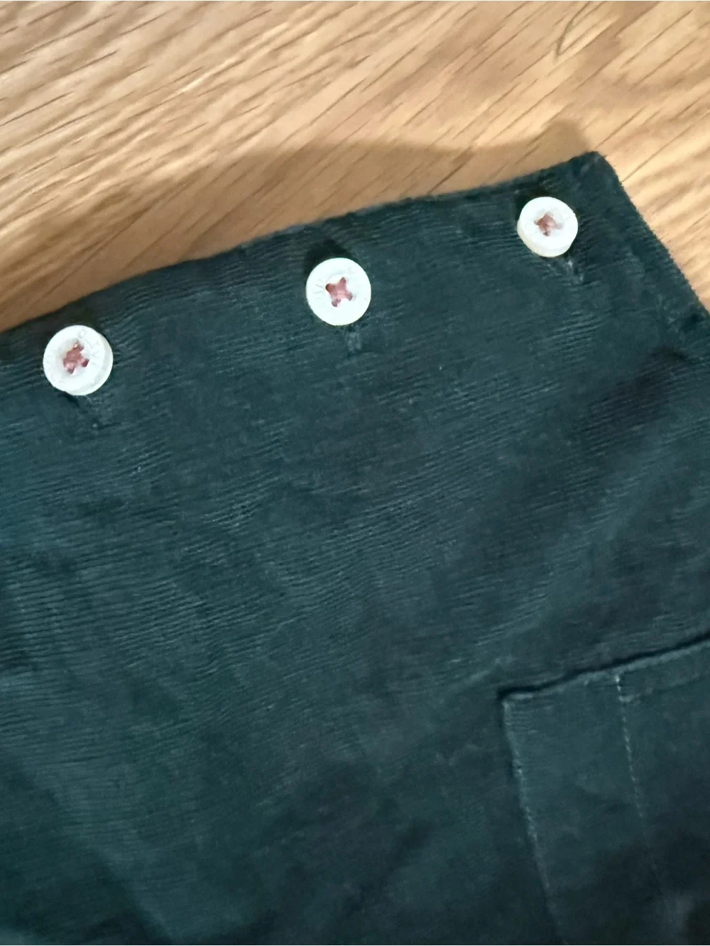 Girls/Boys Forest Green Corduroy Overalls with Front Pocket. Olive Juice Brand